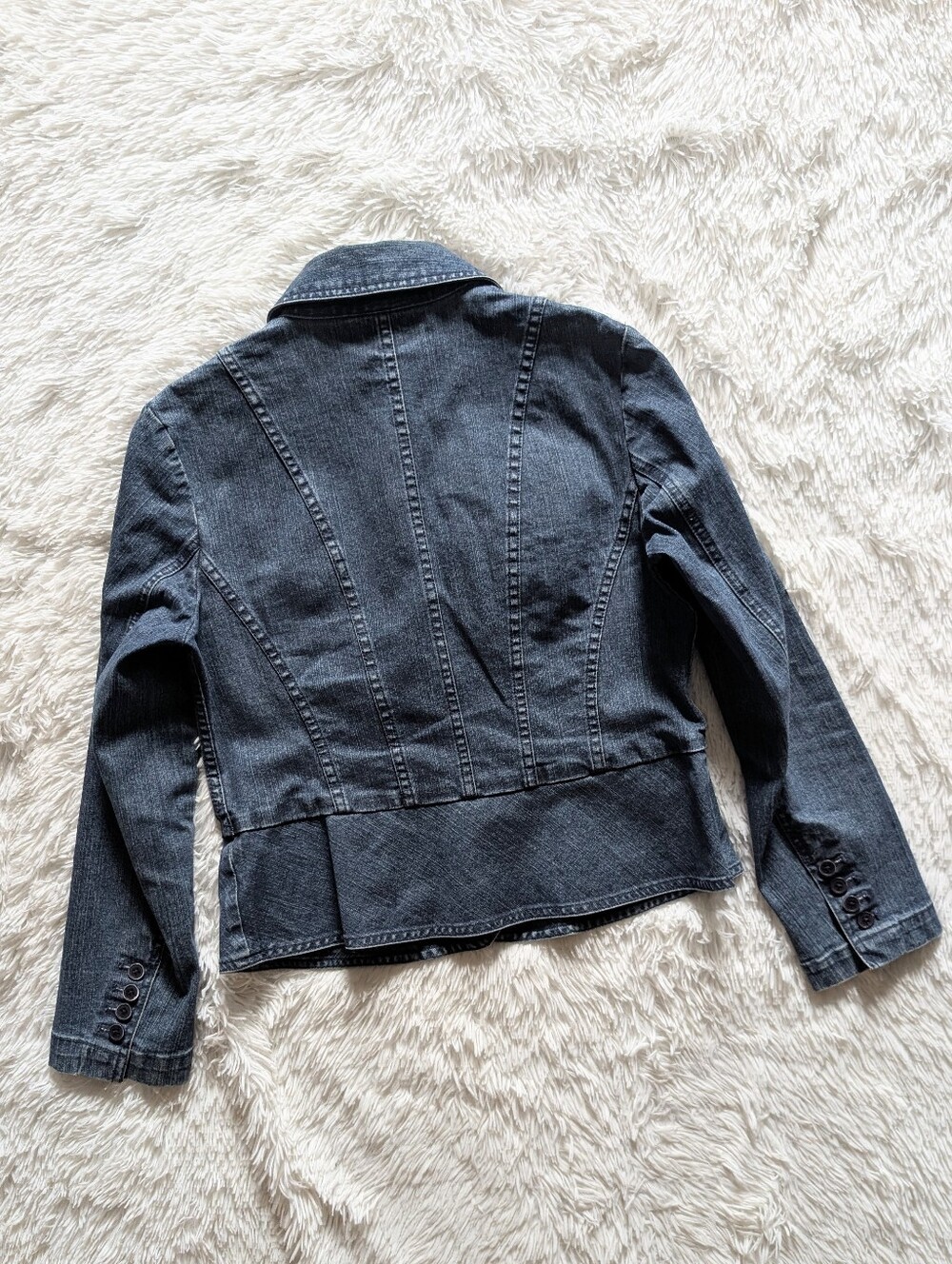 Y2K Vintage Talbots Blue Stretch Denim Princess Seam Jean Jacket 6 Petite - Picture 7 of 13